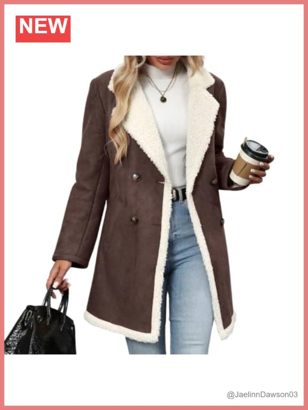 Faux Suede Sherpa Fleece Lined Peacoat Winter Jacket